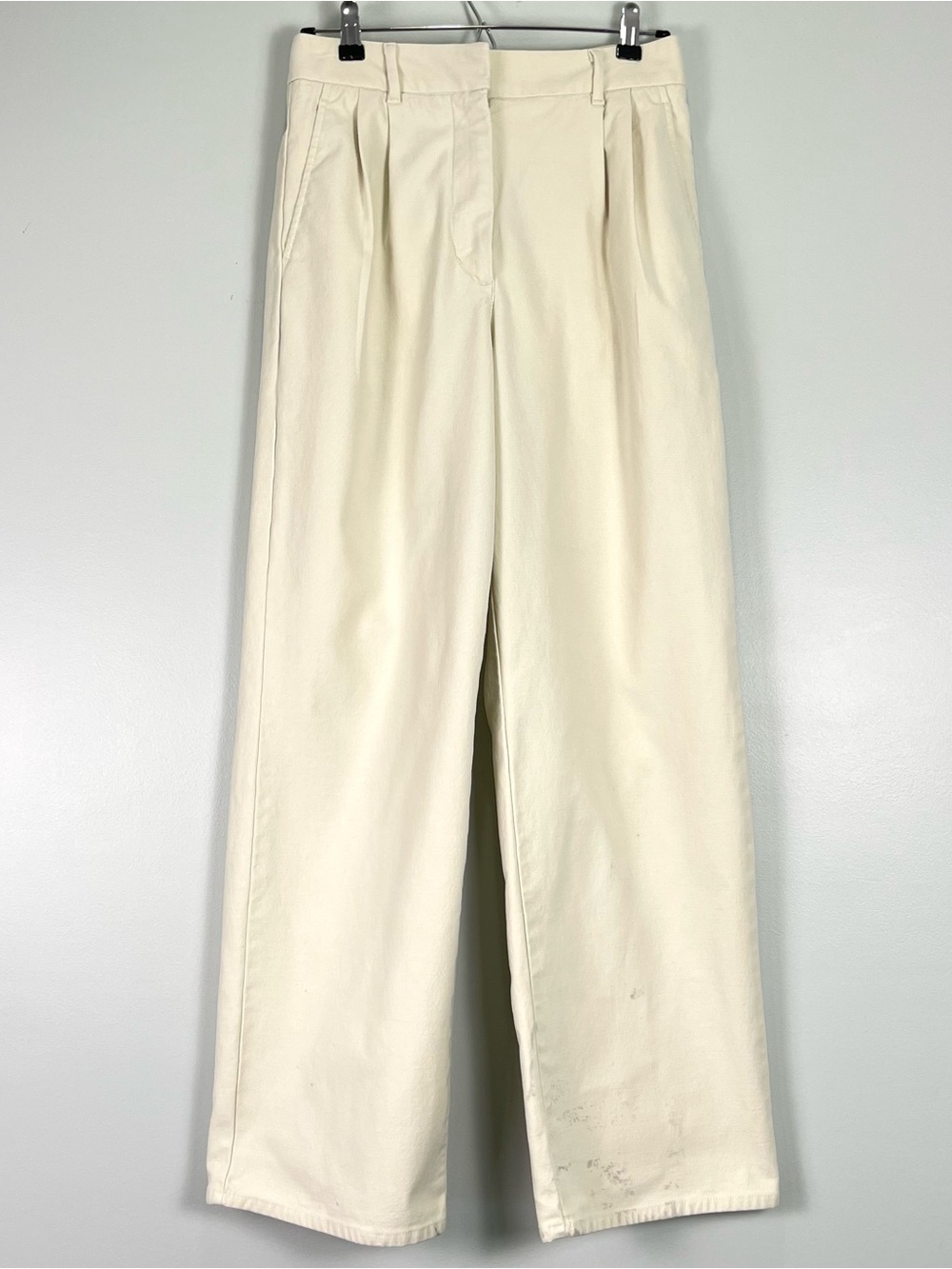 WILFRED FREE Women's Wide-Leg Ivory Pleated Pants High Rise Stretch FLAWS Size 6